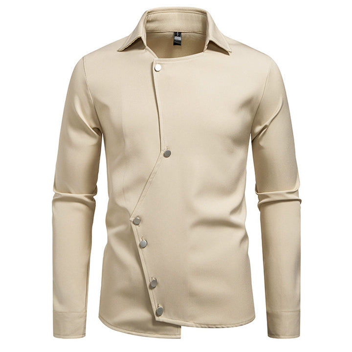 Men's fashionable, asymmetrical shirt with unique button details Lisslune