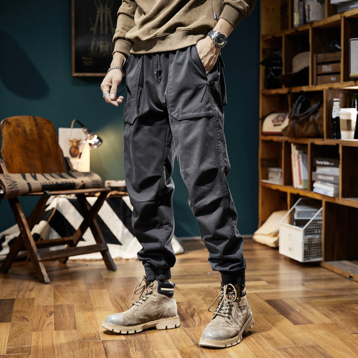 Men's Cargo Pants with Elastic Waistband and Practical Side Pockets Lisslune