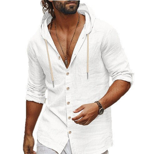 Men's casual hoodie shirt with button closure and side pockets Lisslune