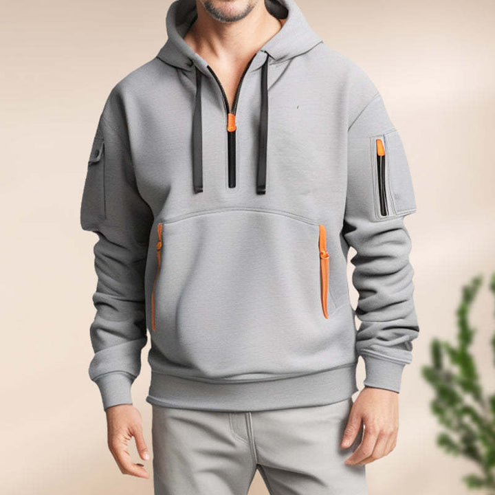 Men's functional hoodie with innovative zipper and practical pockets Lisslune