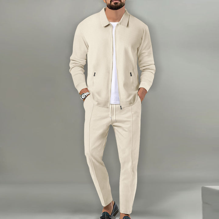 Men's stylish leisure set with functional zipper and elastic waistband Lisslune