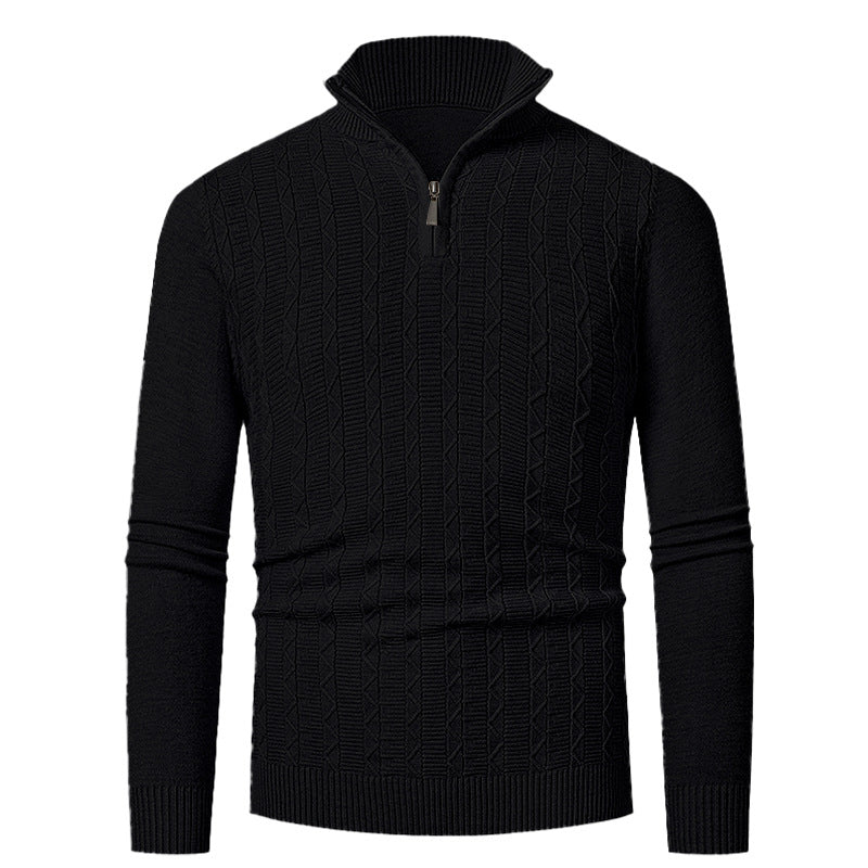 Men's knit sweater with high collar and fine cable design Lisslune