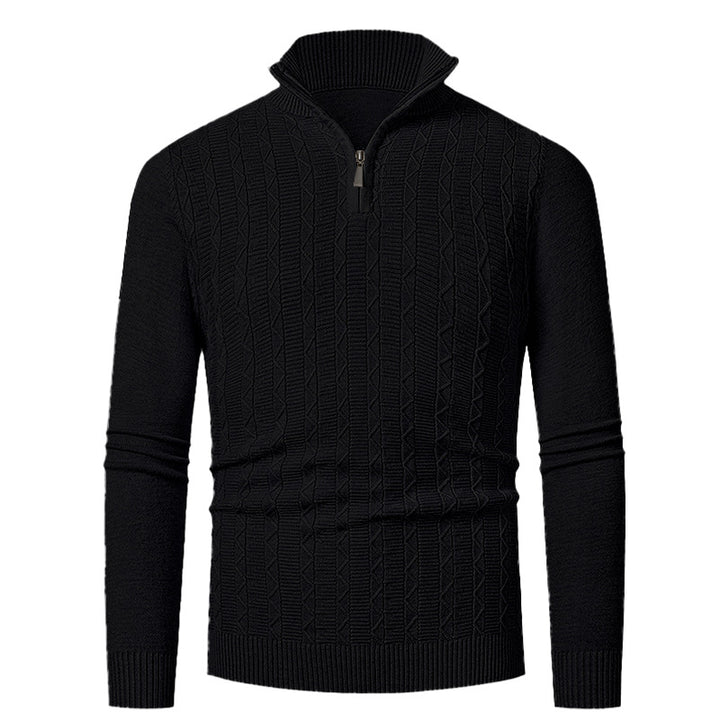 Men's knit sweater with high collar and fine cable design Lisslune
