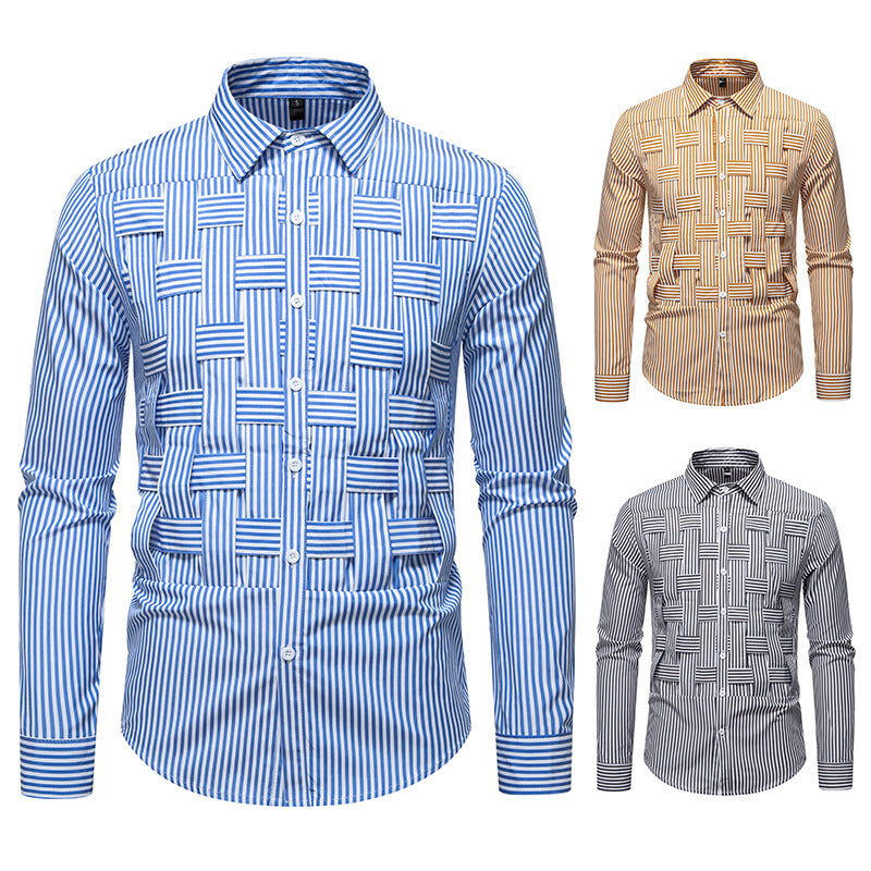 Men's long-sleeve shirt with modern check pattern Lisslune