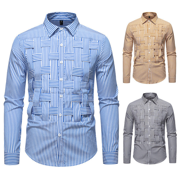 Men's long-sleeve shirt with modern check pattern Lisslune