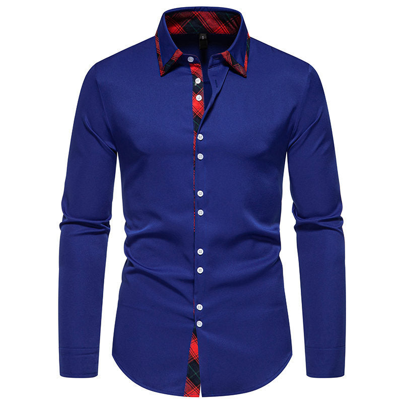Men's long sleeve shirt with modern check pattern and elegant button placket Lisslune