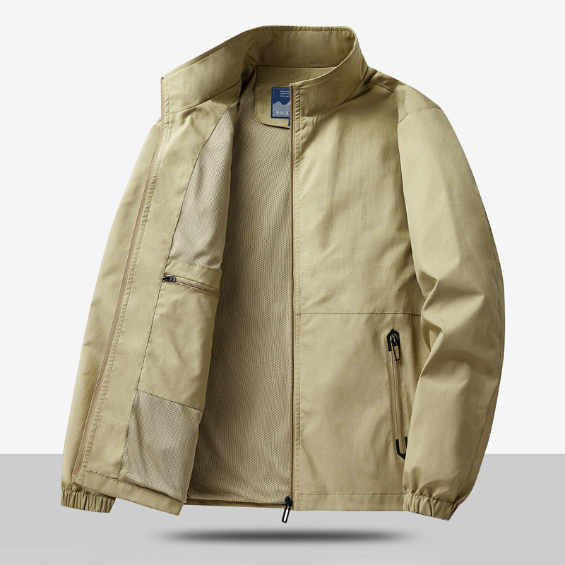 Men's Lightweight Functional Jacket with Adjustable Collar and Practical Pockets Lisslune