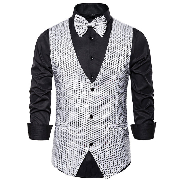 Men's shimmering sequin waistcoat with matching bow tie Lisslune