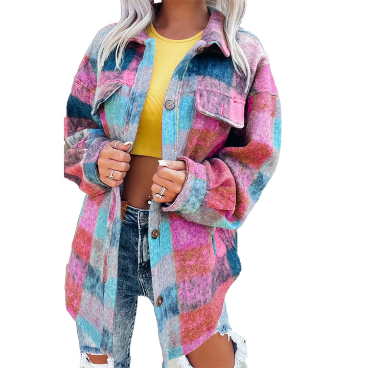 Women's Check Oversized Shirt Jacket made of soft wool material with practical pockets Lune London