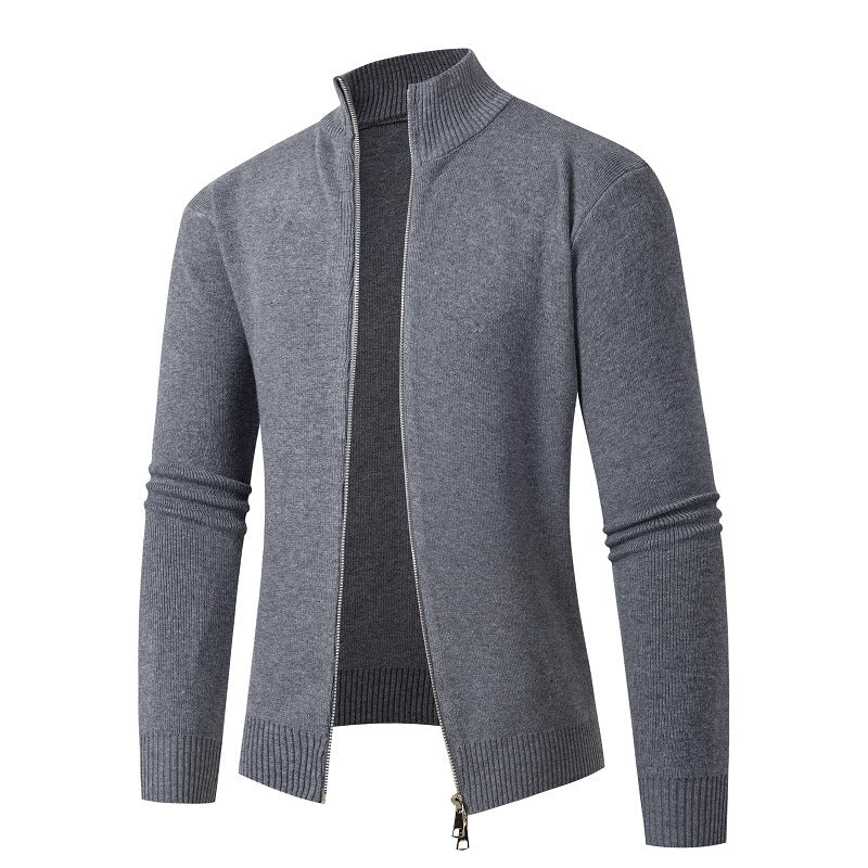 Men's fashionable knitted jacket with high collar and zipper Lisslune