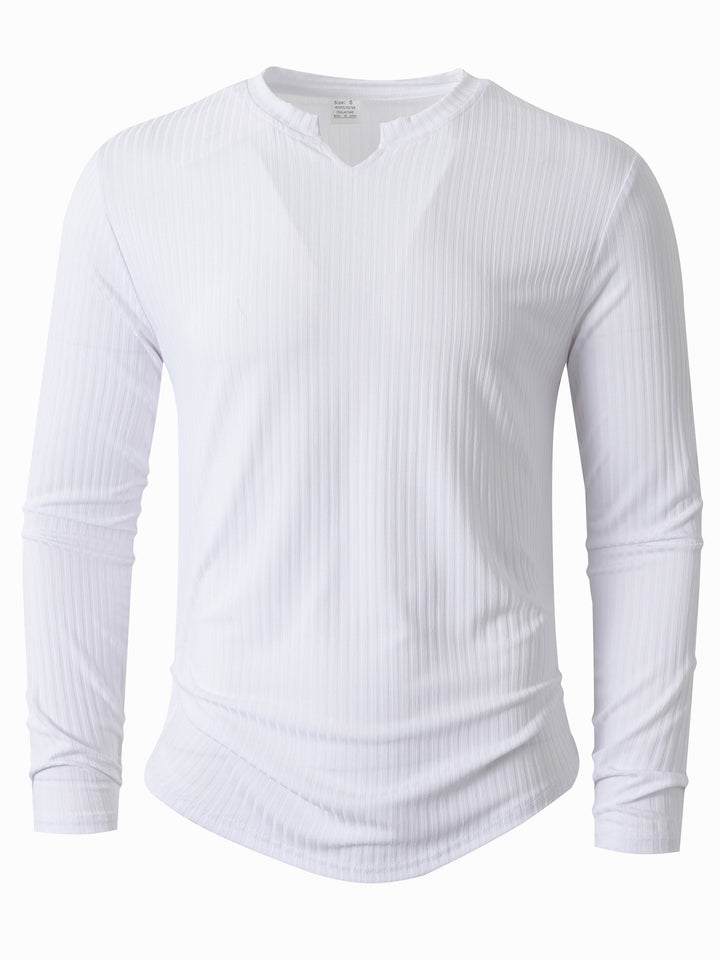 Men's Long Sleeve Shirt with Innovative Ribbed Texture Lisslune