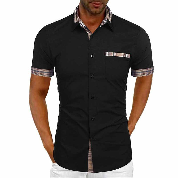 Men's short-sleeve shirt with modern check pattern and chest pocket Lisslune