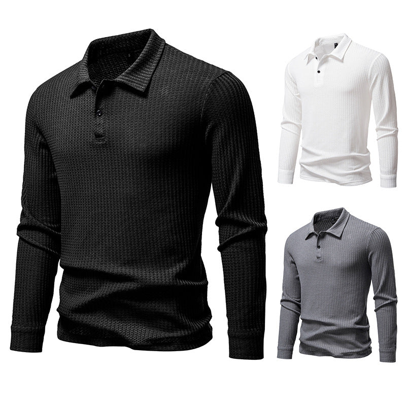 Men's Long Sleeve Polo Shirt made of textured cotton Lisslune