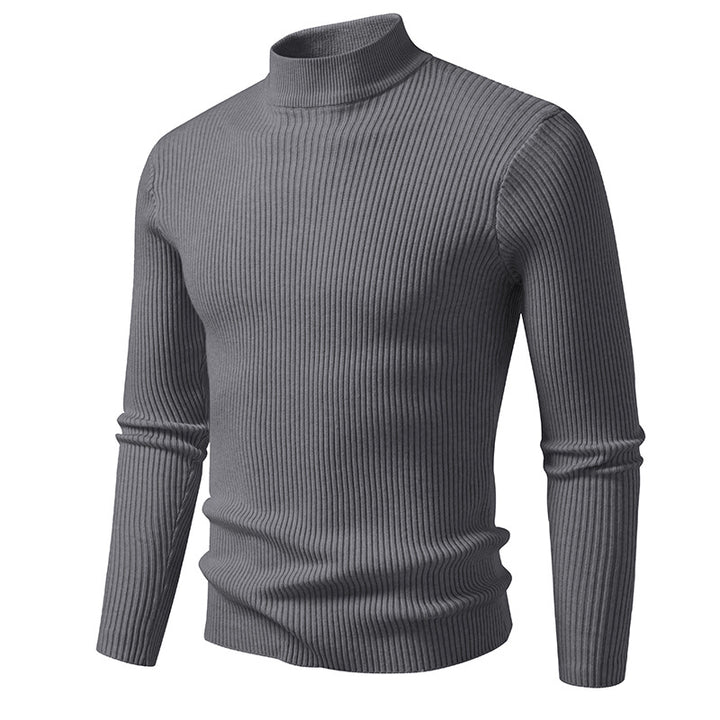Men's turtleneck sweater made of high-quality stretch wool with ribbed texture Lisslune
