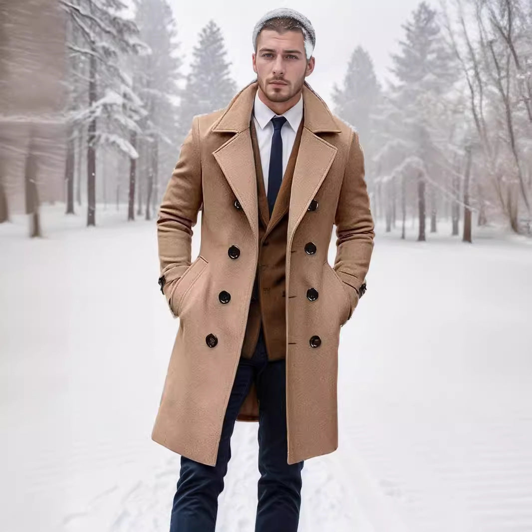 Men's elegant wool trench coat with double button placket Lisslune