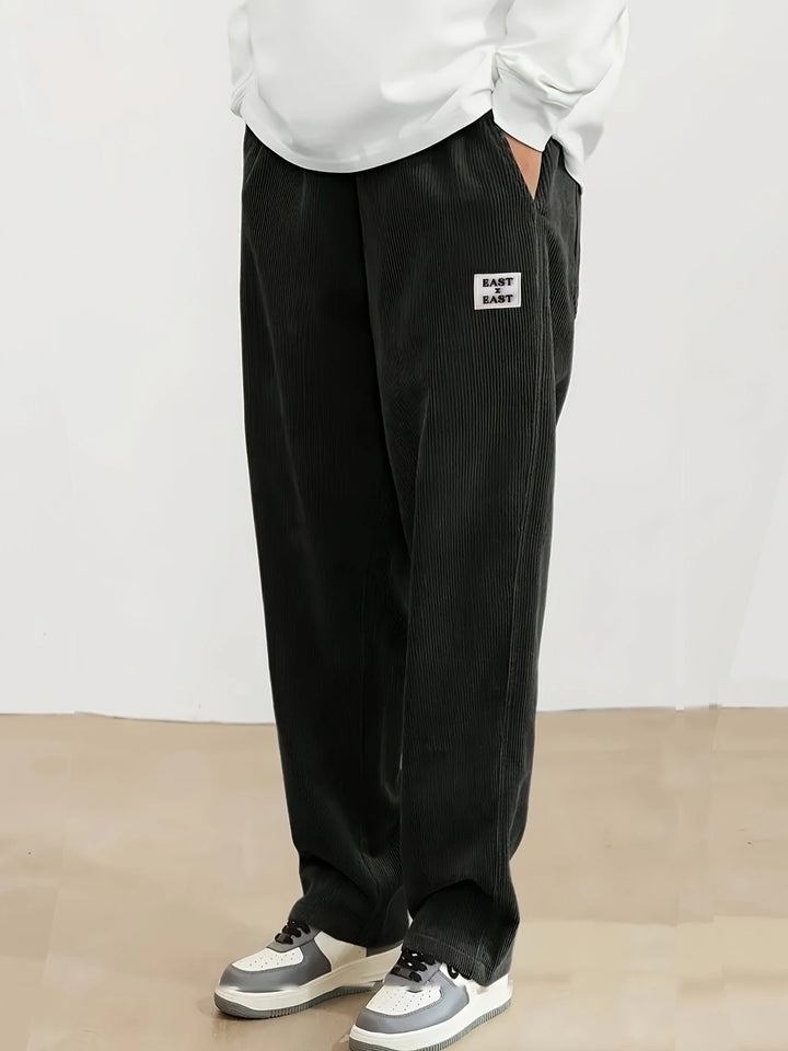 Women's wide corduroy trousers with elastic waistband and side pockets Lisslune