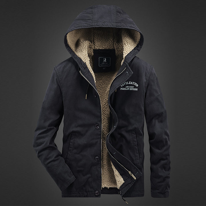 Men's warm fleece jacket with hood and insulating inner lining Lisslune