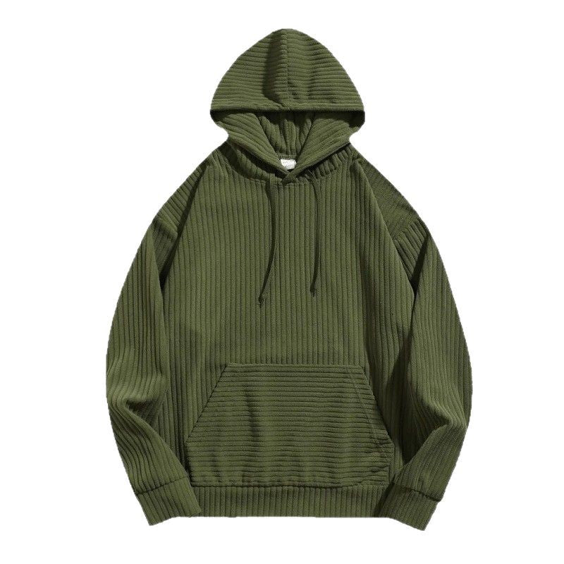 Men's casual hoodie with textured ribbed pattern and practical pockets Lisslune