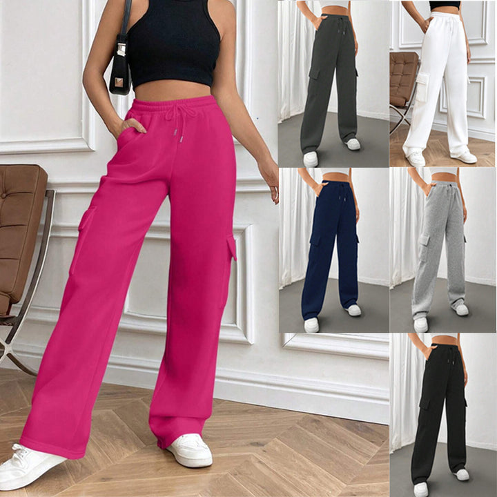 Women's Cargo-Style Leisure Pants with Elastic Waistband and Practical Side Pockets Lisslune