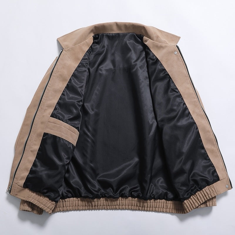 Men's synthetic leather bomber jacket with casual cut and practical pockets Lisslune