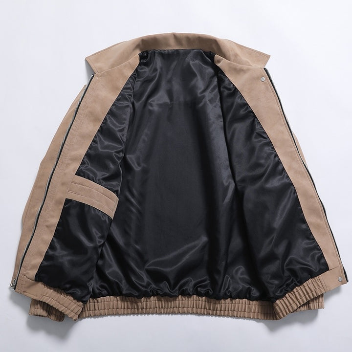 Men's synthetic leather bomber jacket with casual cut and practical pockets Lisslune