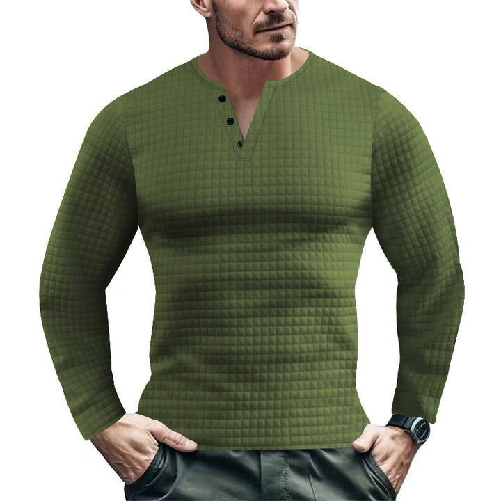 Men's Long Sleeve Shirt with Textured Design and Fashionable Button Closure Lisslune