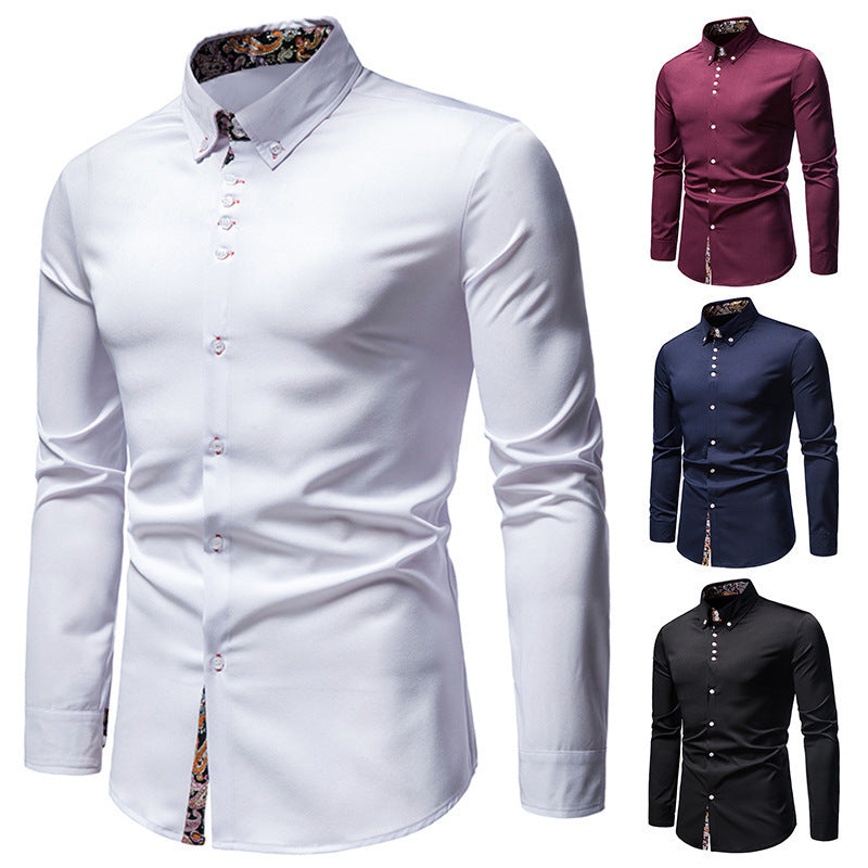Men's long-sleeve shirt with modern paisley pattern and exclusive details Lisslune