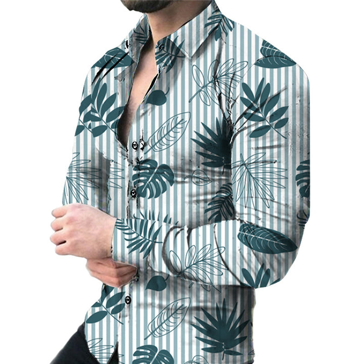 Men's short sleeve shirt with elegant floral print and slim fit Lisslune