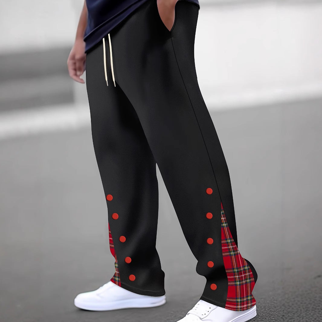 Men's Sporty Jogging Pants with Contrasting Snap Buttons and Breathable Fabric Lisslune
