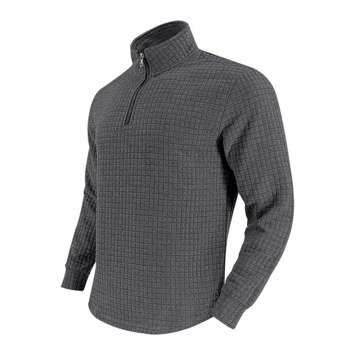 Men's elegant stand-up collar sweater with zipper and textured design Lisslune
