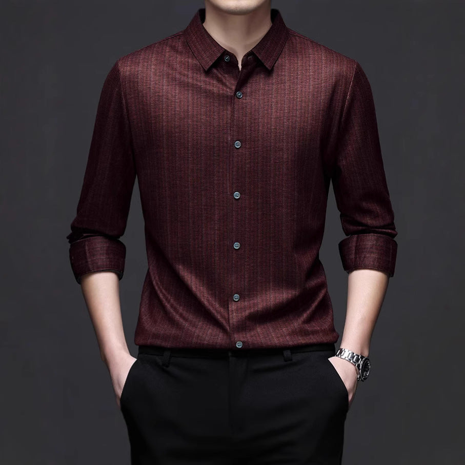 Men's long-sleeve shirt with fine striped texture and modern cut Lisslune