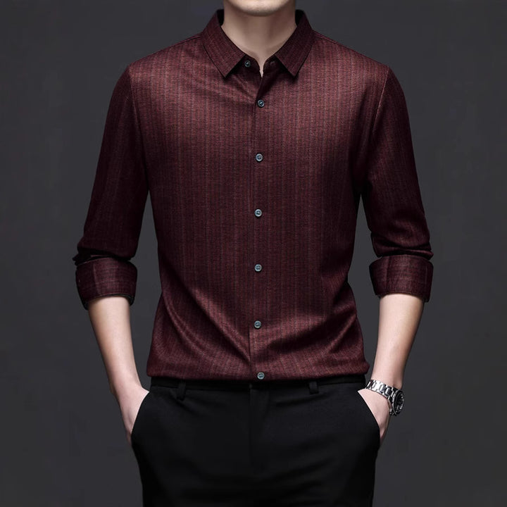 Men's long-sleeve shirt with fine striped texture and modern cut Lisslune