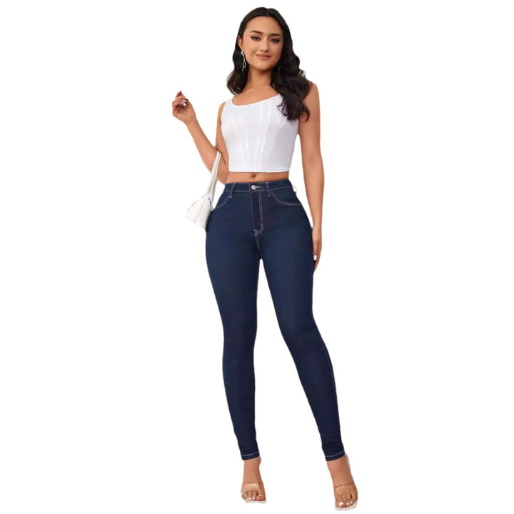 Women's Slim Fit Jeans with High Waist and Innovative Seam Design Lisslune
