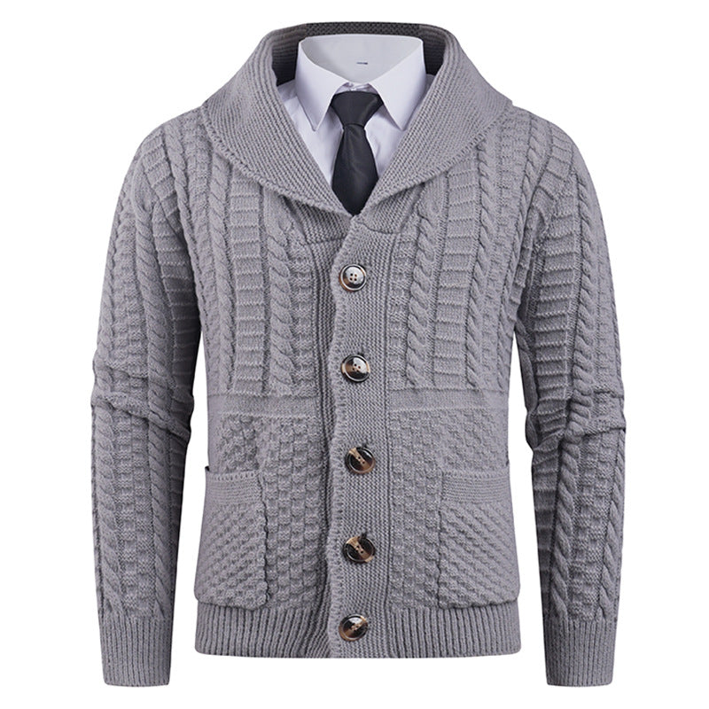 Men's cardigan with modern shawl collar and practical buttons Lisslune