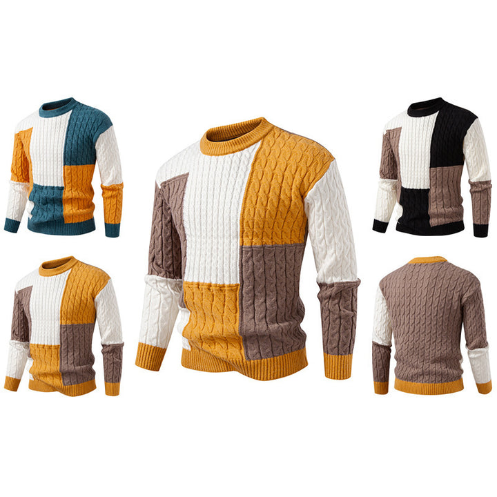 Men's stylish knitted sweater with creative color block look Lisslune