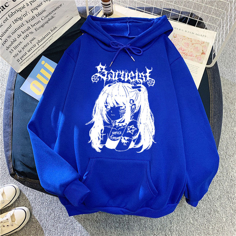 Women's hooded sweatshirt with unique artistic graphic design Lisslune