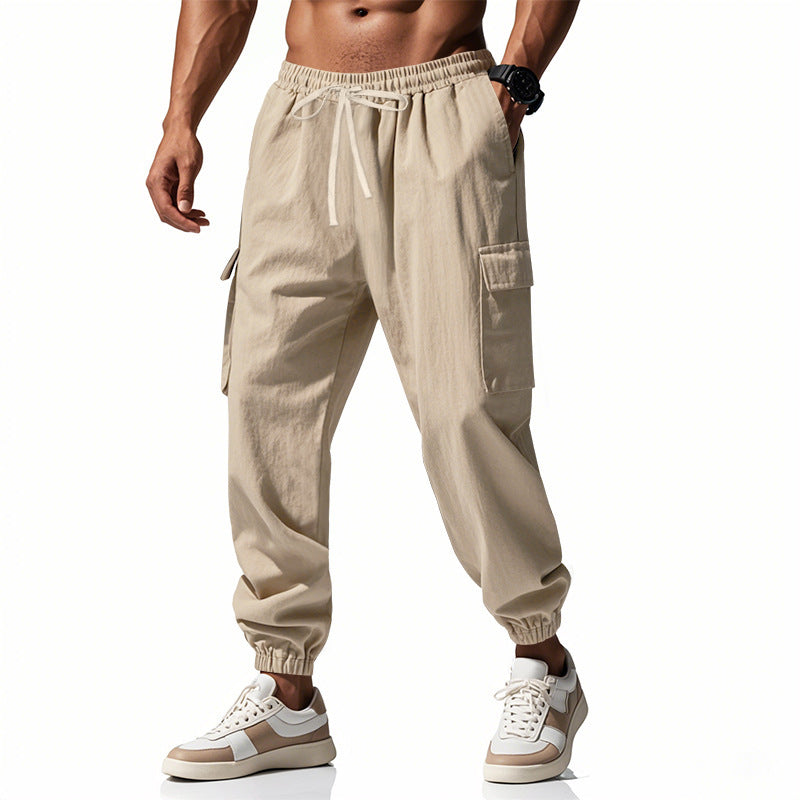 Men's cargo training pants with elastic waistband and practical side pockets Lisslune