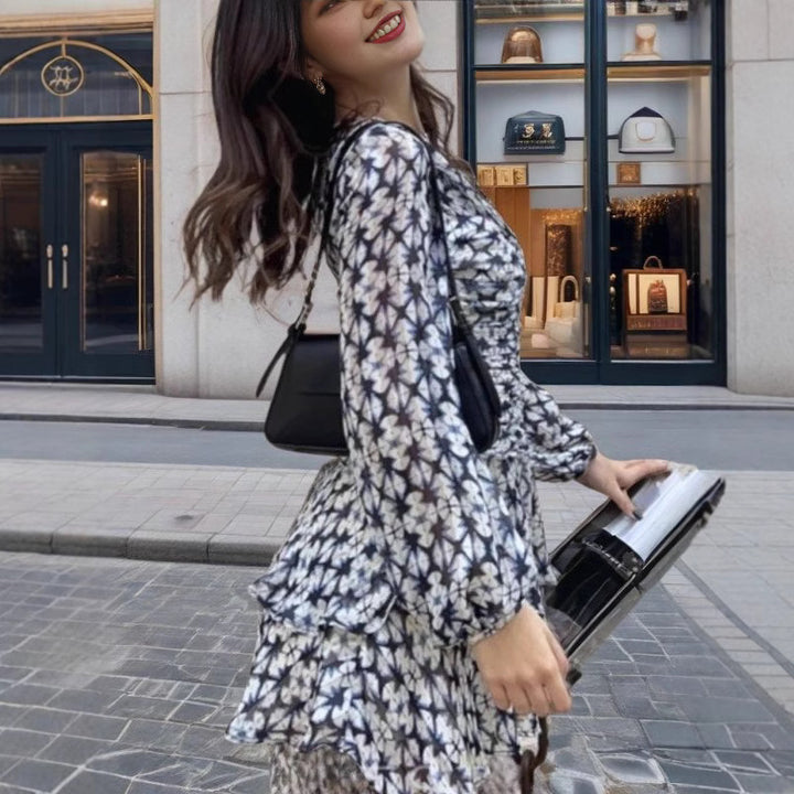 Ladies flowing summer dress with voluminous skirt and ruffle details Lisslune