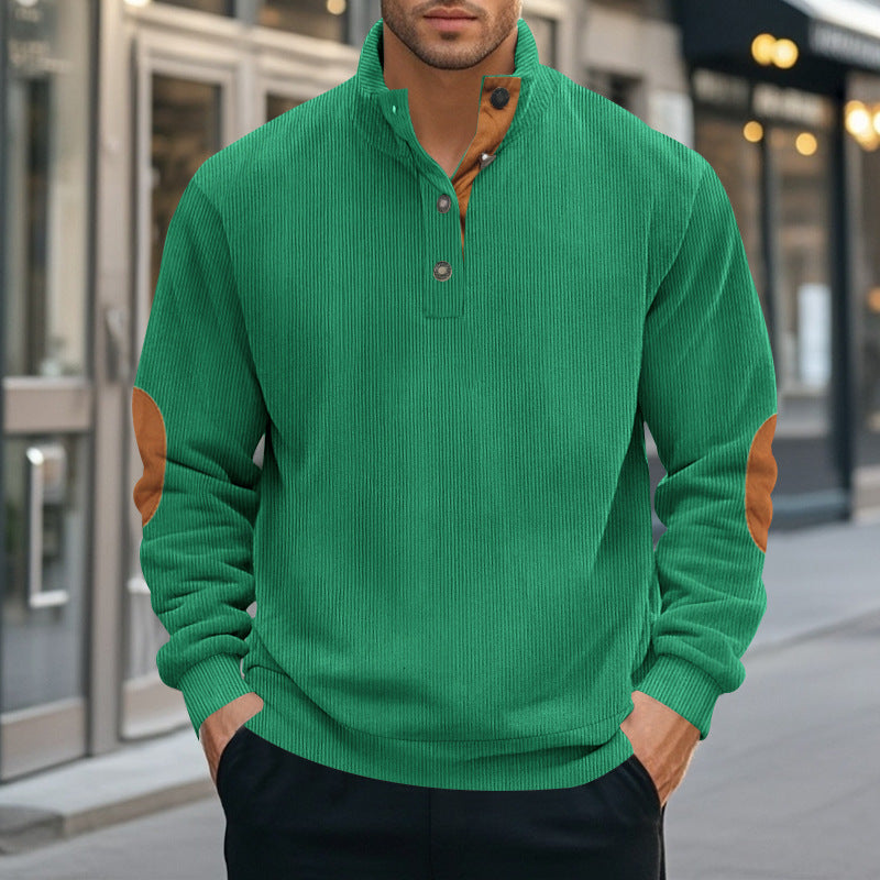 Men's Fashionable Sweater with Stand-Up Collar and Contrast Accents Lisslune