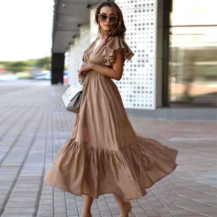 Women's midi dress with voluminous ruffles and flattering cut Lisslune