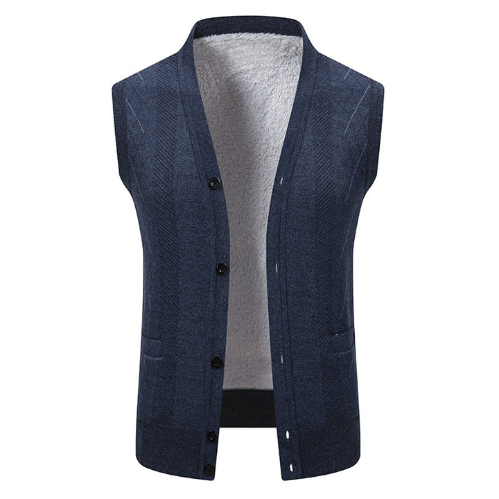 Men's cardigan with classic V-neck and fine cable pattern Lisslune