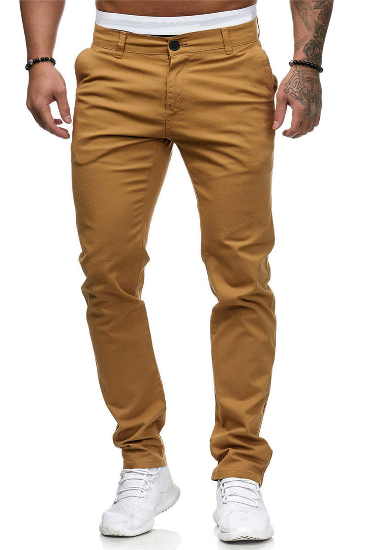Men's Slim-Fit Chino Pants with Elastic Waistband and Modern Design Lisslune