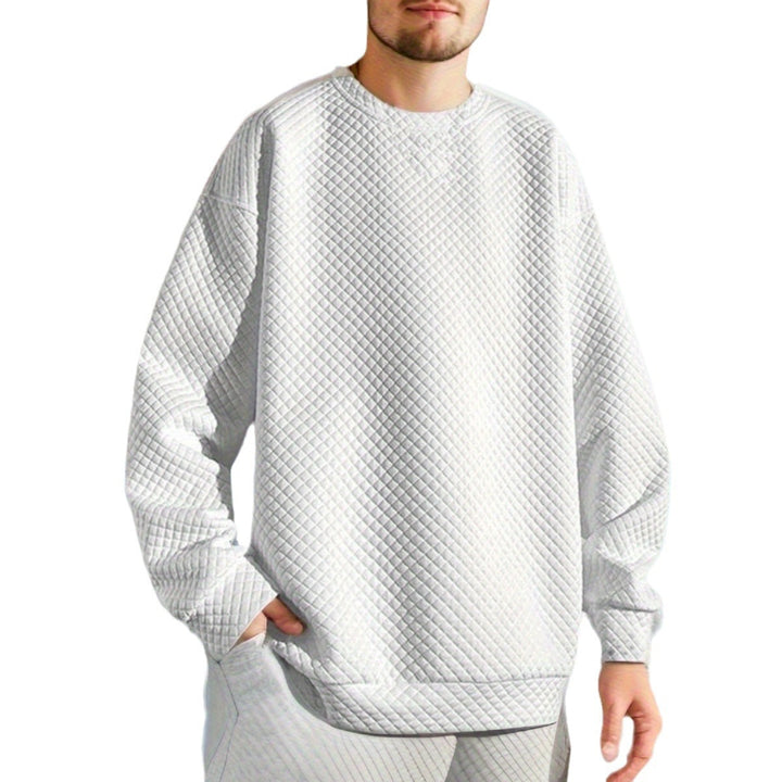 Men's Oversized Sweatshirt with Textured Design and Practical Side Pockets Lisslune