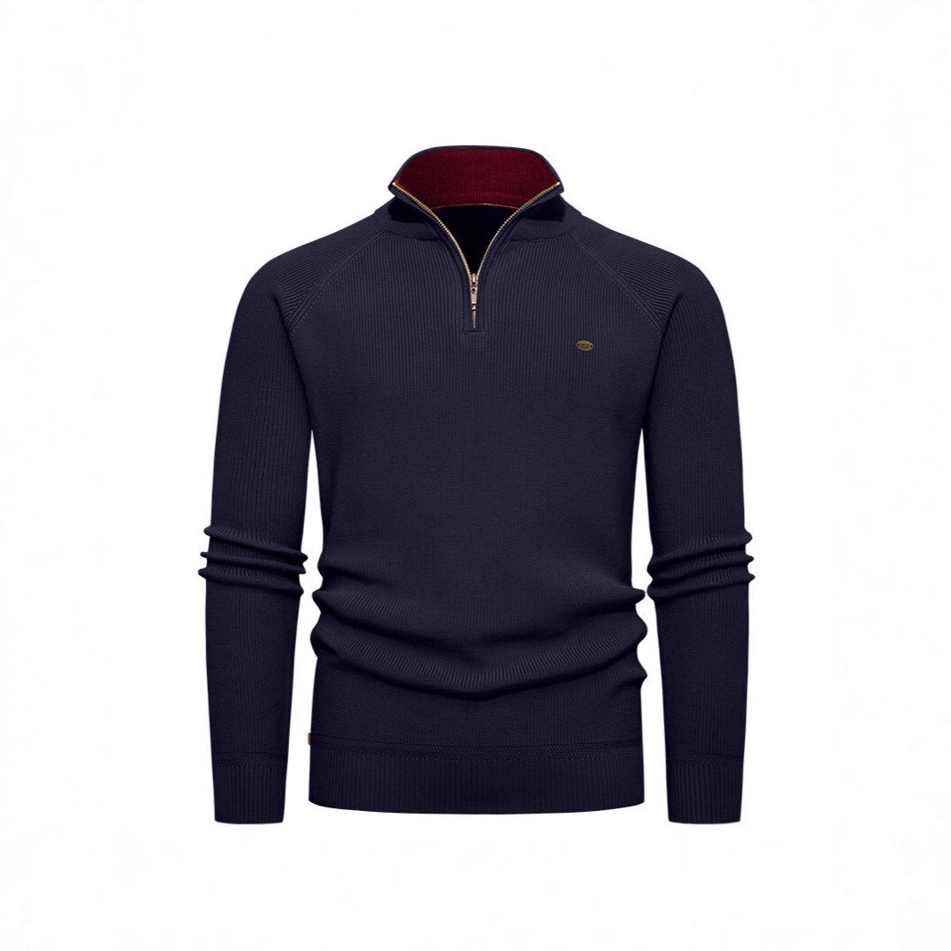 Men's knit sweater with stand-up collar and zipper Lisslune