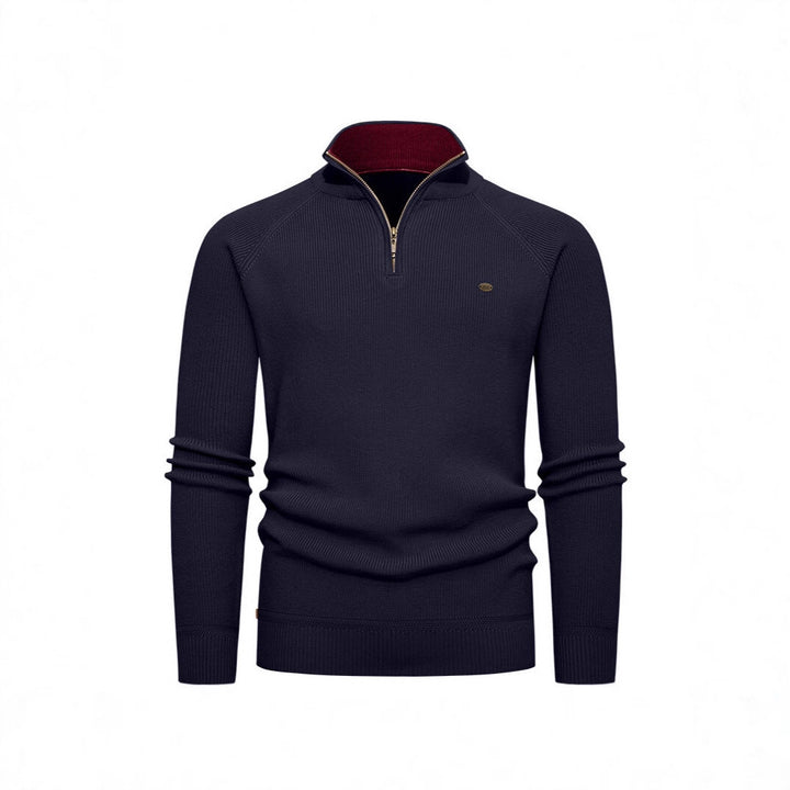 Men's knit sweater with stand-up collar and zipper Lisslune