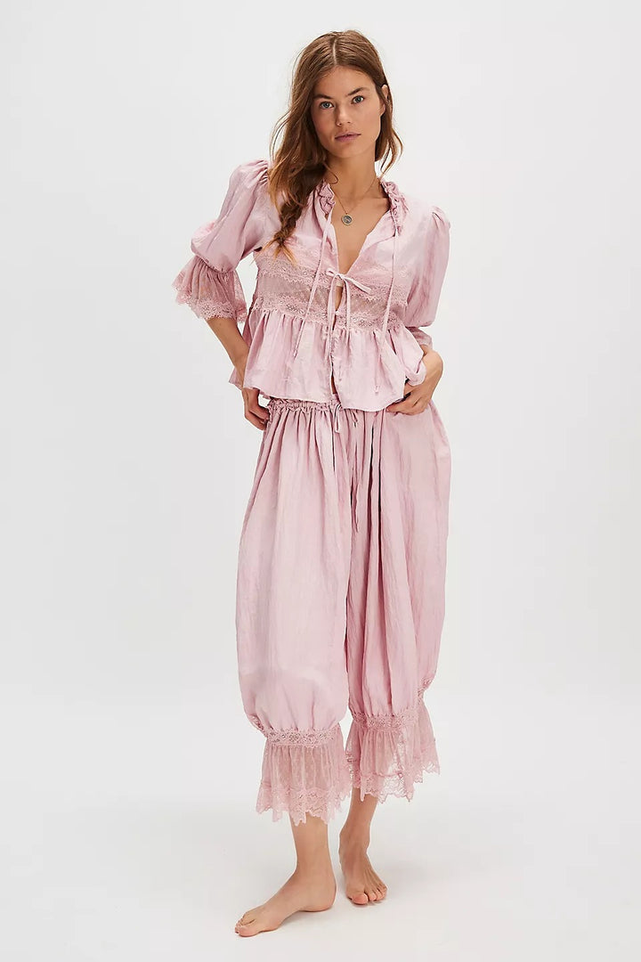 Women's Airy and Elegant Culotte with Lace Trim Lisslune