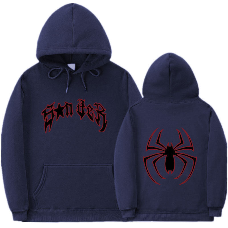 Women's hoodie with striking spider motif and coarse lettering Lisslune