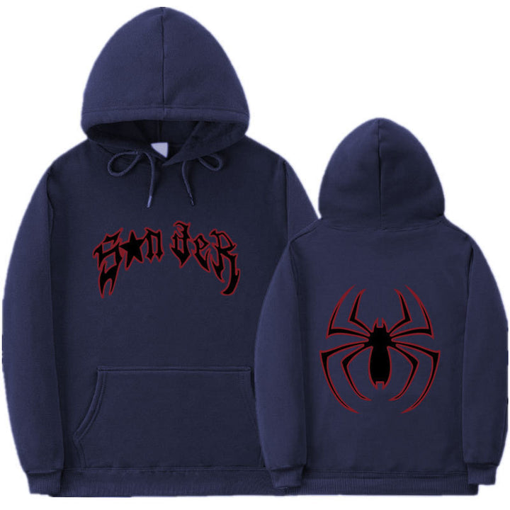 Women's hoodie with striking spider motif and coarse lettering Lisslune