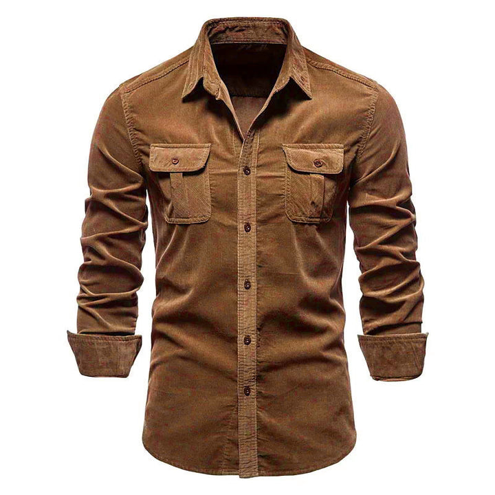 Men's long-sleeve shirt with practical chest pockets and fashionable slim-fit cut Lisslune