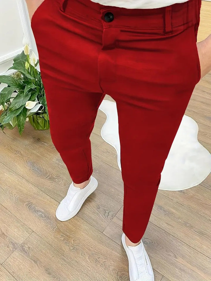 Men's Fashion Slim-Fit Pants with Elastic Waistband and Practical Pockets Lisslune